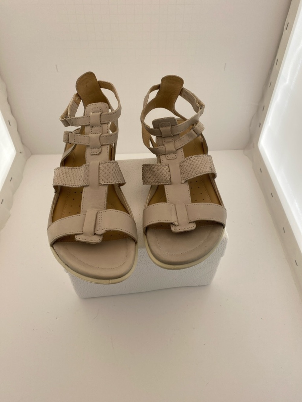 Ecco Beige Multi-Strap Comfort Sandals